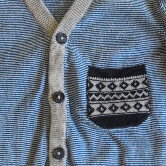 H&M blue striped preppy button down cardigan sweater 1.5-2 YRS baby boy - Picture 4 of 9